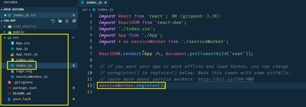 custom-service-worker with create-react-app